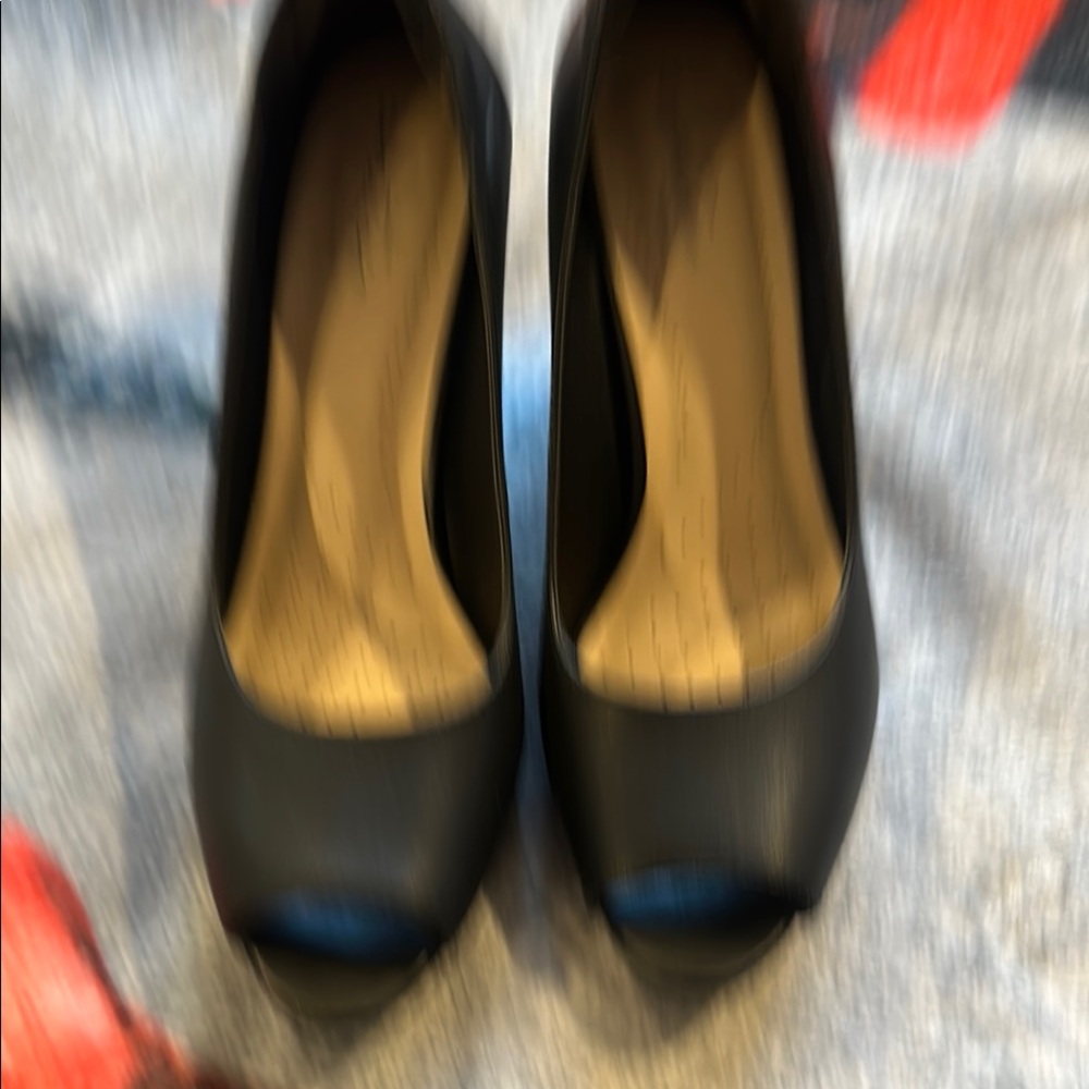 Clarks Black Peep Toe Heels